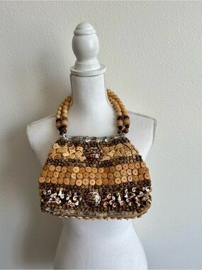 Signature collection Handcrafted Beaded Women Bag - Tan and Brown